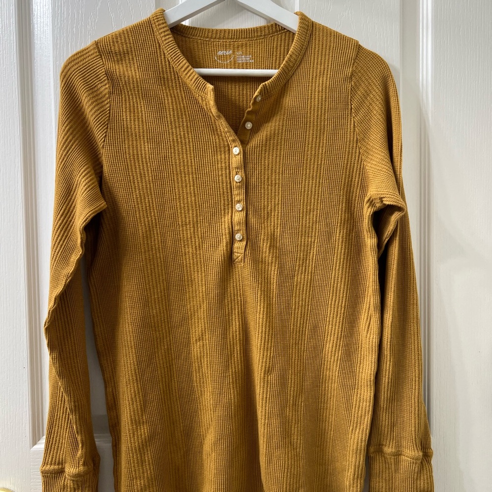 Aerie Mustard Henley Shirt